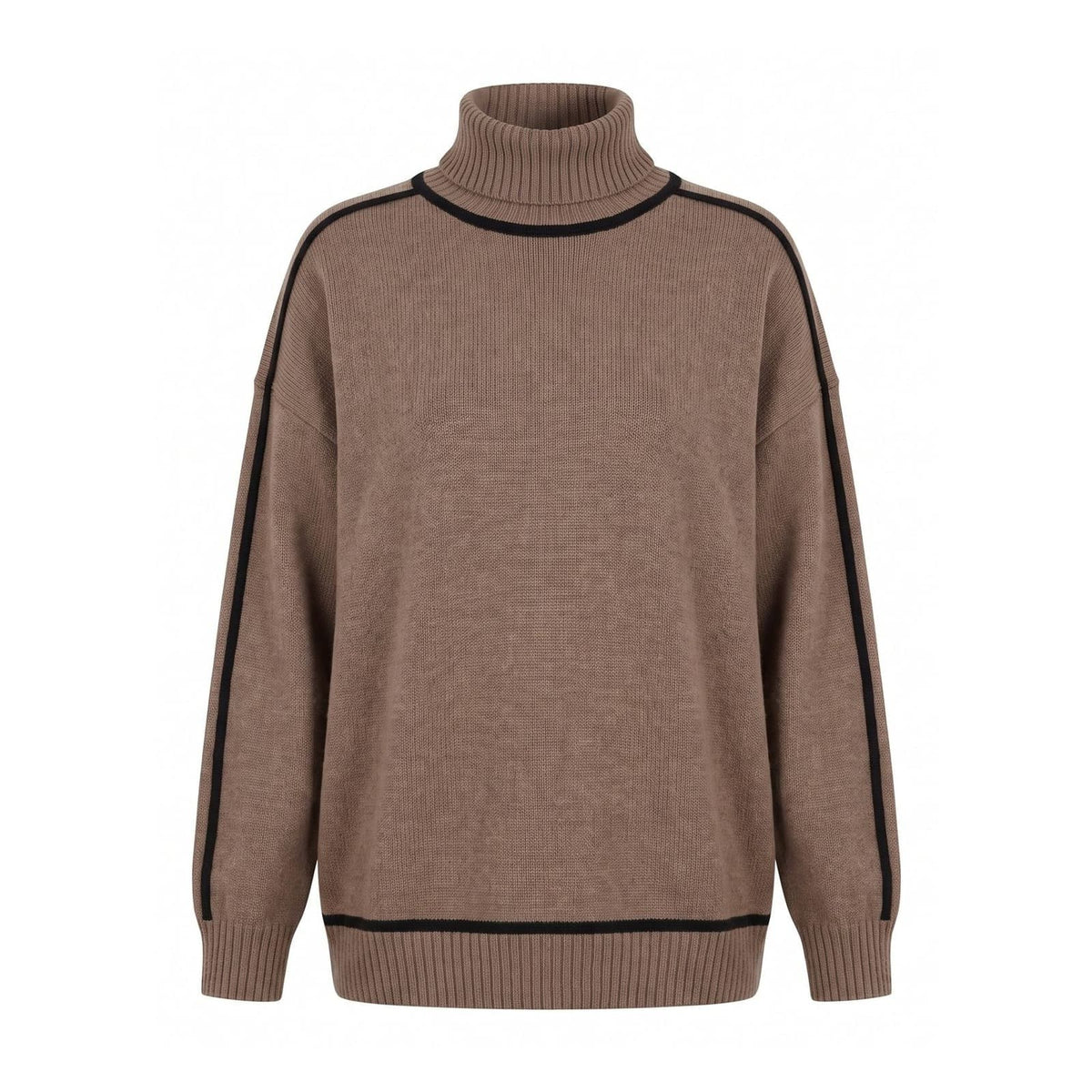 Oversized Roll Neck Jumper Women's Knit Contrast Trim 1