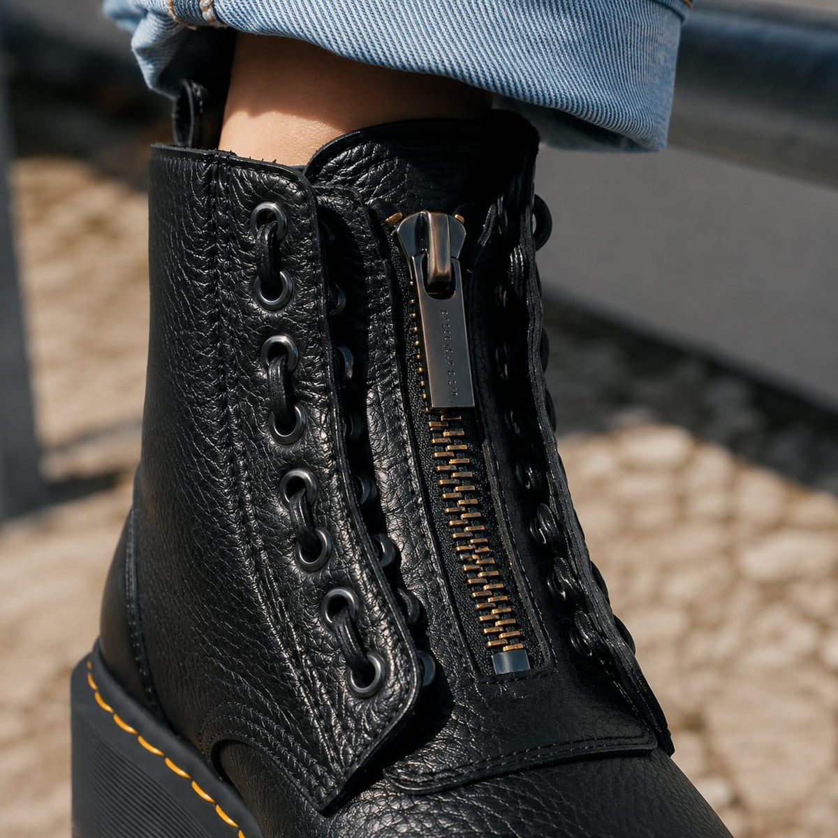 Platform Boots, Chunky Ridged Ankle Boot with Front Zip 3