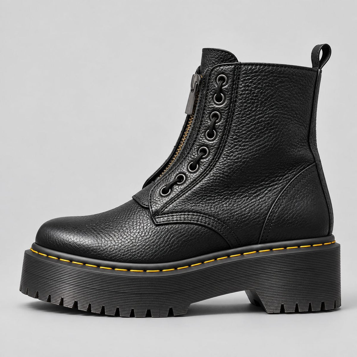 Platform Boots, Chunky Ridged Ankle Boot with Front Zip 4