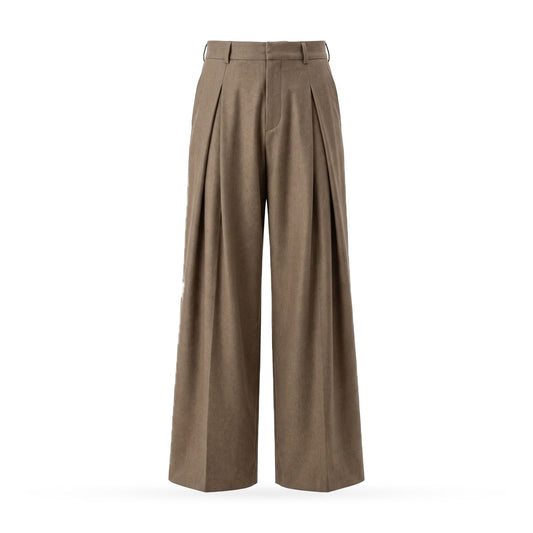 Wide Leg Trousers, Pleated High Waist Tailored Trousers 1