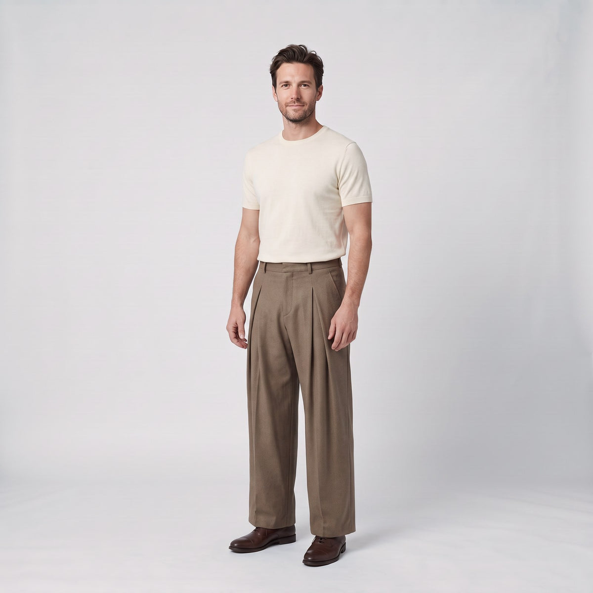 Pleated High Waist Wide Leg Trousers, Tailored Smart Trousers