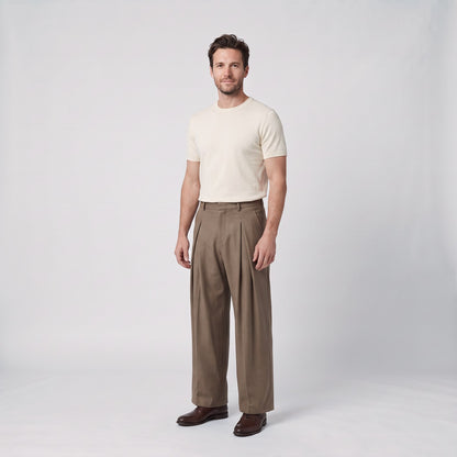 Pleated High Waist Wide Leg Trousers, Tailored Smart Trousers