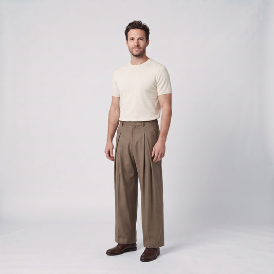 Pleated High Waist Wide Leg Trousers, Tailored Smart Trousers