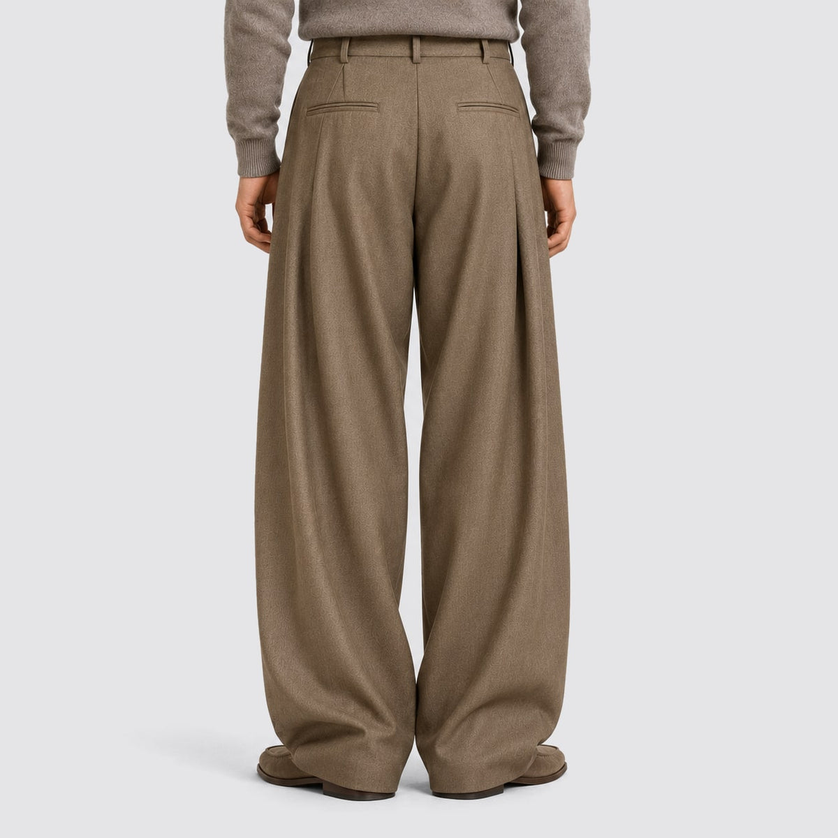Wide Leg Trousers, Pleated High Waist Tailored Trousers 2