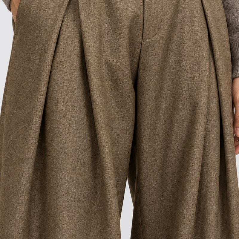 Wide Leg Trousers, Pleated High Waist Tailored Trousers 5