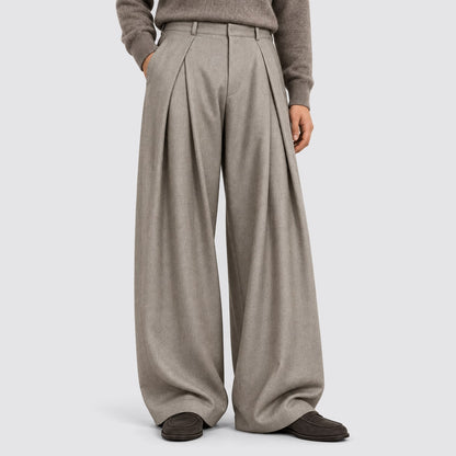 Wide Leg Trousers, Pleated High Waist Tailored Trousers 8