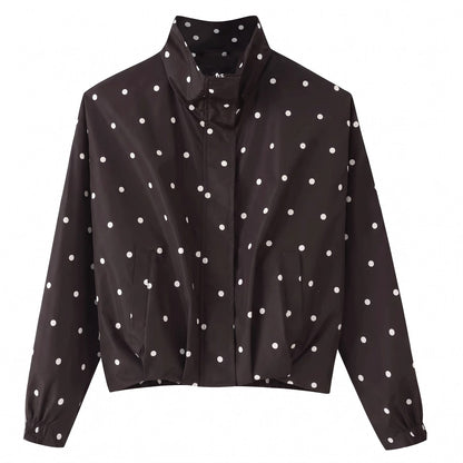 Polka Dot Bomber Rain Jacket for Women, Water-Repellent 1