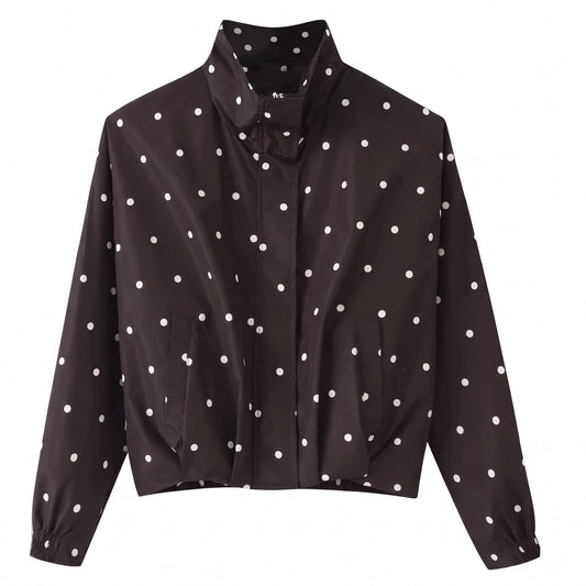 Polka Dot Bomber Rain Jacket for Women, Water-Repellent 1