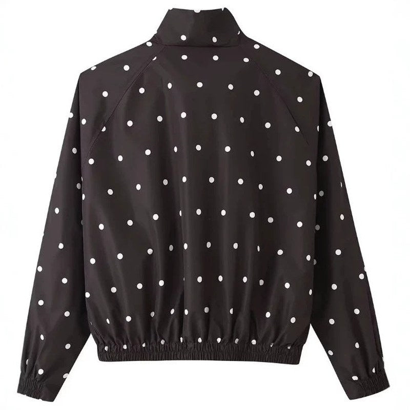 Polka Dot Bomber Rain Jacket for Women, Water-Repellent 2