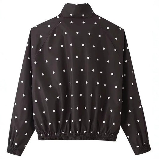 Polka Dot Bomber Rain Jacket for Women, Water-Repellent 2