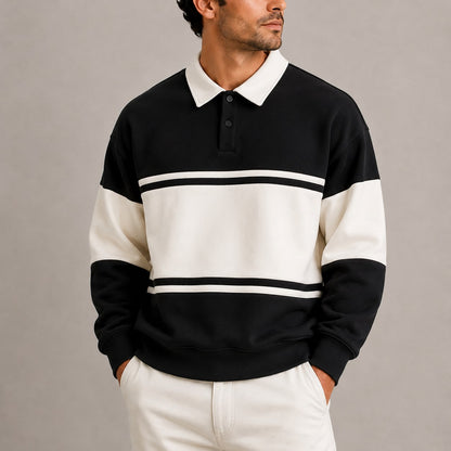 Polo Jumper Long Sleeve Polo with Retro Colour Block 3