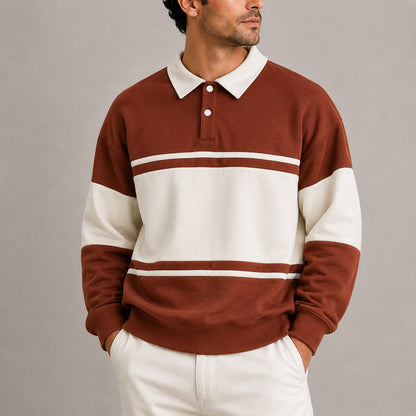 Polo Jumper Long Sleeve Polo with Retro Colour Block 4