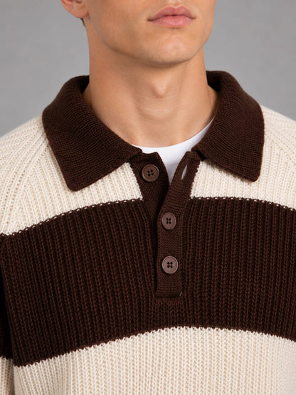 Polo Jumper, Striped Jumper with Ribbed Knit for Men 4