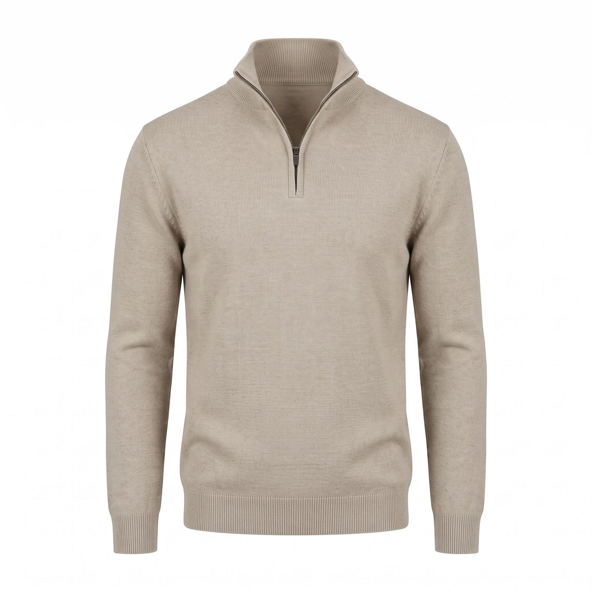 Men's Quarter Zip Knit Jumper with Structured High Collar 1
