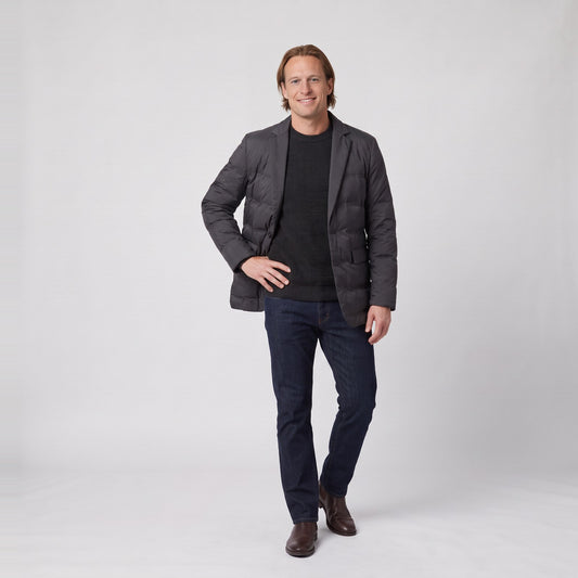 Man wearing the quilted down jacket