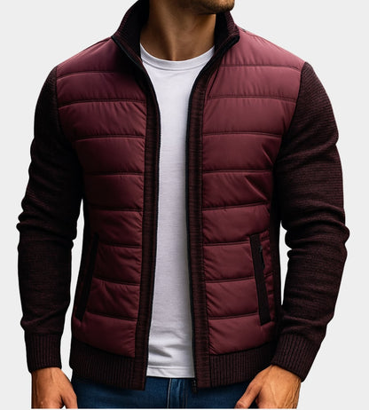 Quilted Jacket Men's Knit Sleeves Fleece Lined Windproof 5