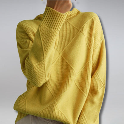 Turtleneck Sweater, Relaxed Diamond Rib Knit Jumper 6