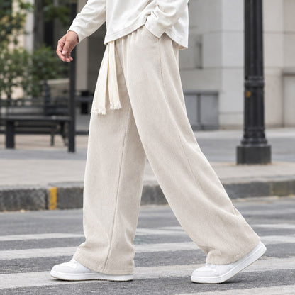 Beige relaxed wide leg trousers