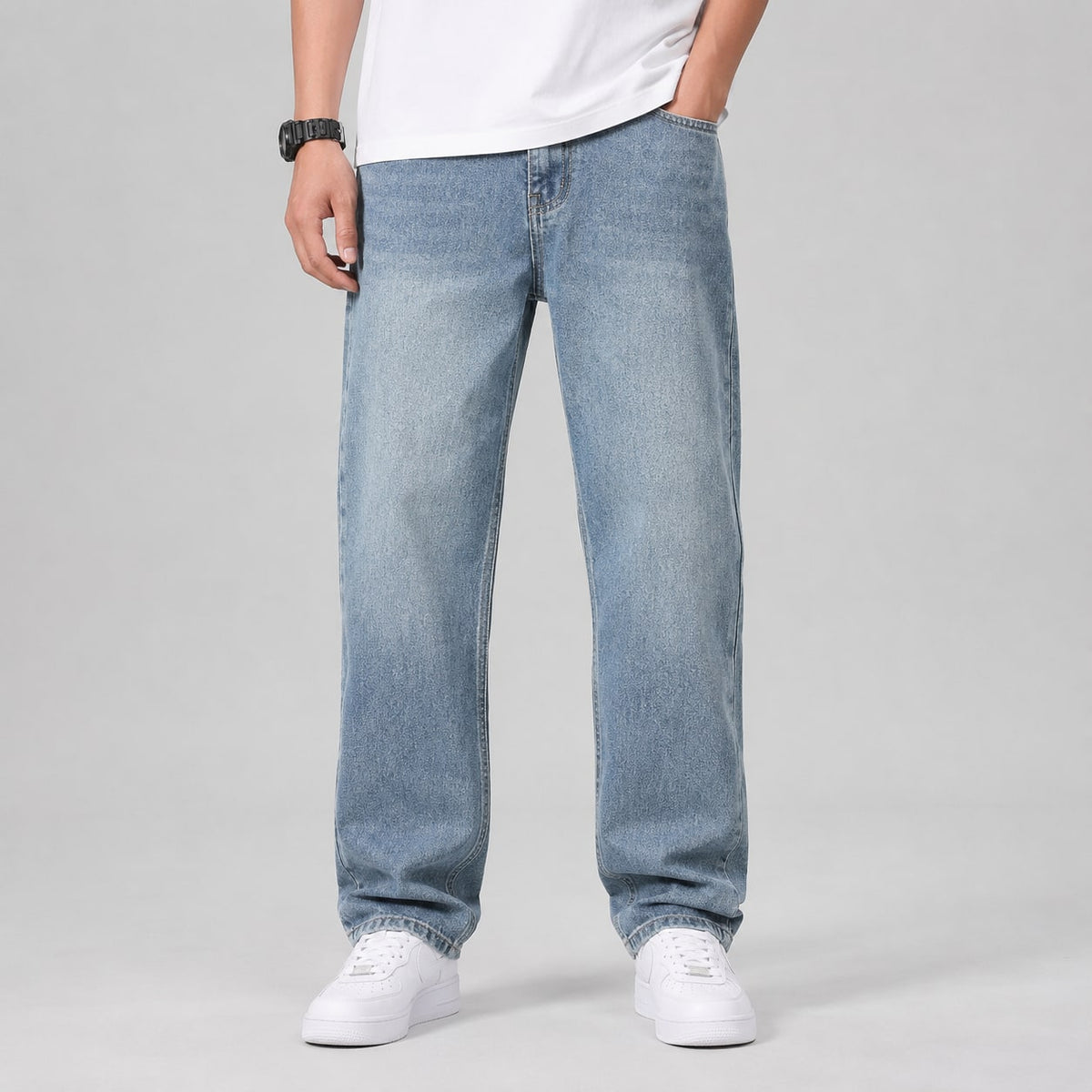 Wide Leg Jeans for Men, Relaxed Loose Fit Straight Denim 7