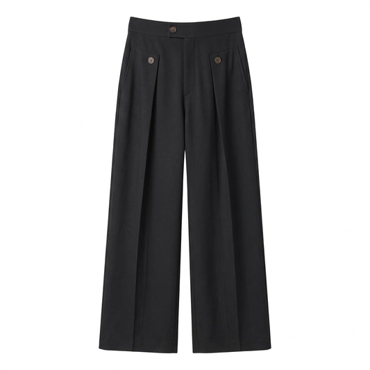 Men's Wide Leg Trousers with Front Pleats, Relaxed Fit 1