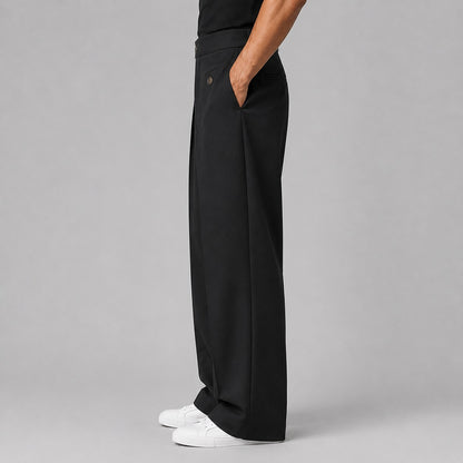 Men's Wide Leg Trousers with Front Pleats, Relaxed Fit 6