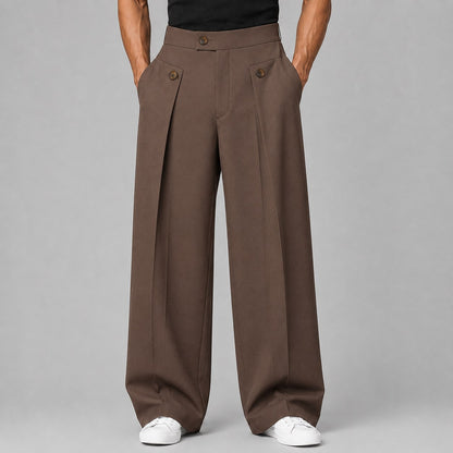Men's Wide Leg Trousers with Front Pleats, Relaxed Fit 5