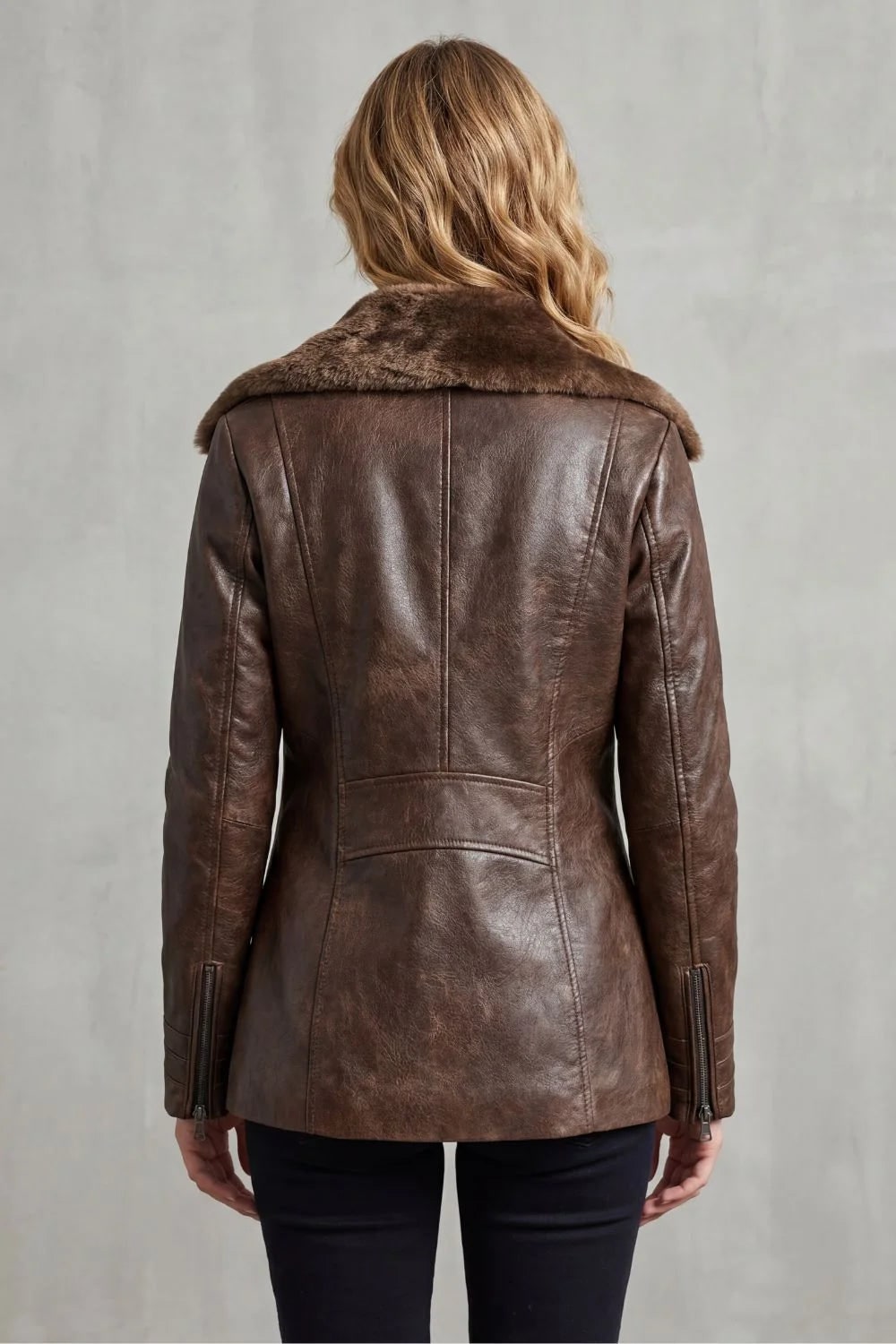 Shearling Jacket, Leather Jacket with Lined Collar 4