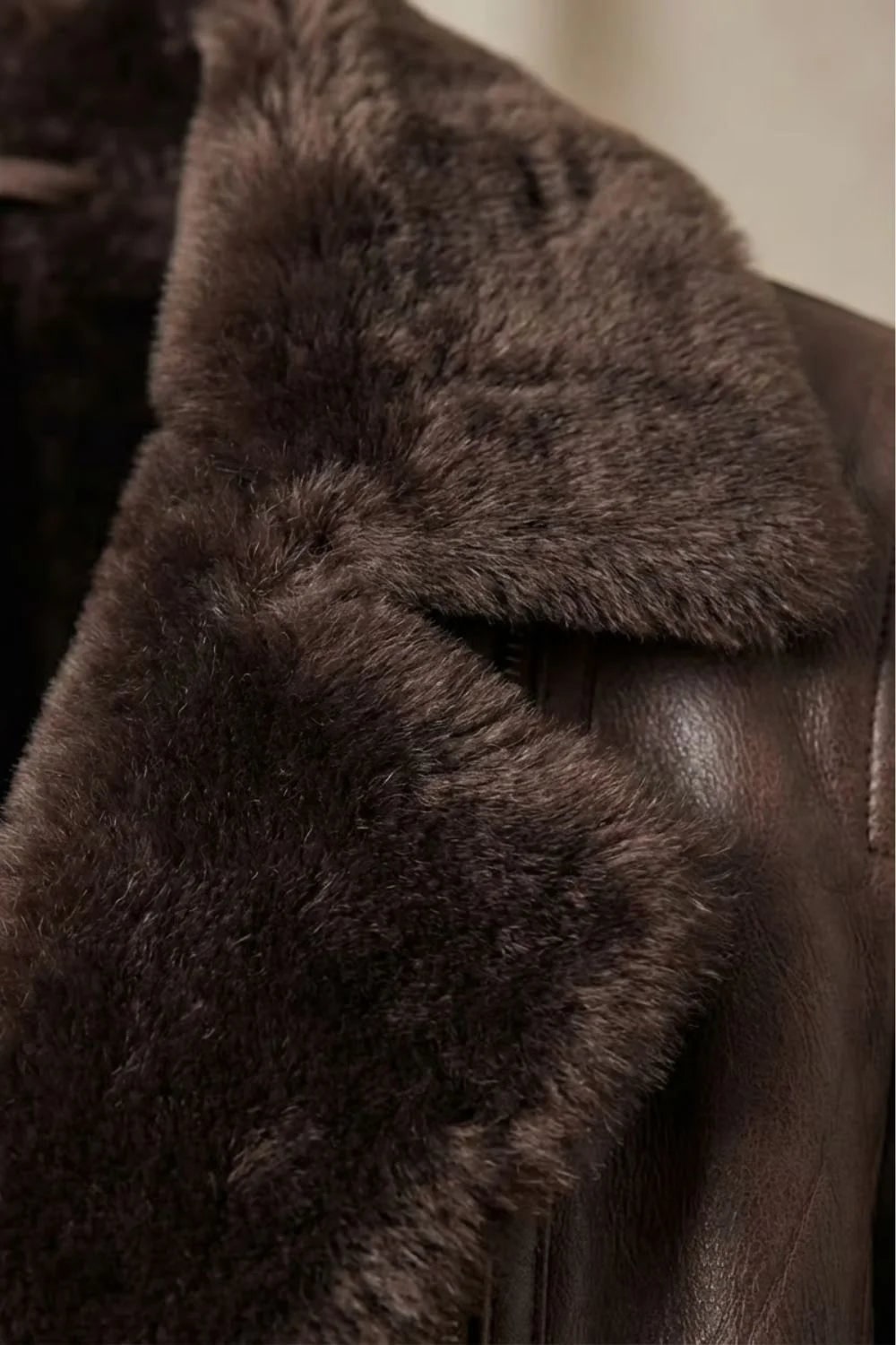 Shearling Jacket, Leather Jacket with Lined Collar 5