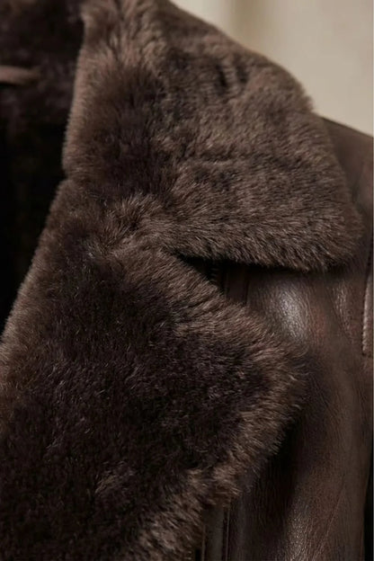 Shearling Jacket, Leather Jacket with Lined Collar 5