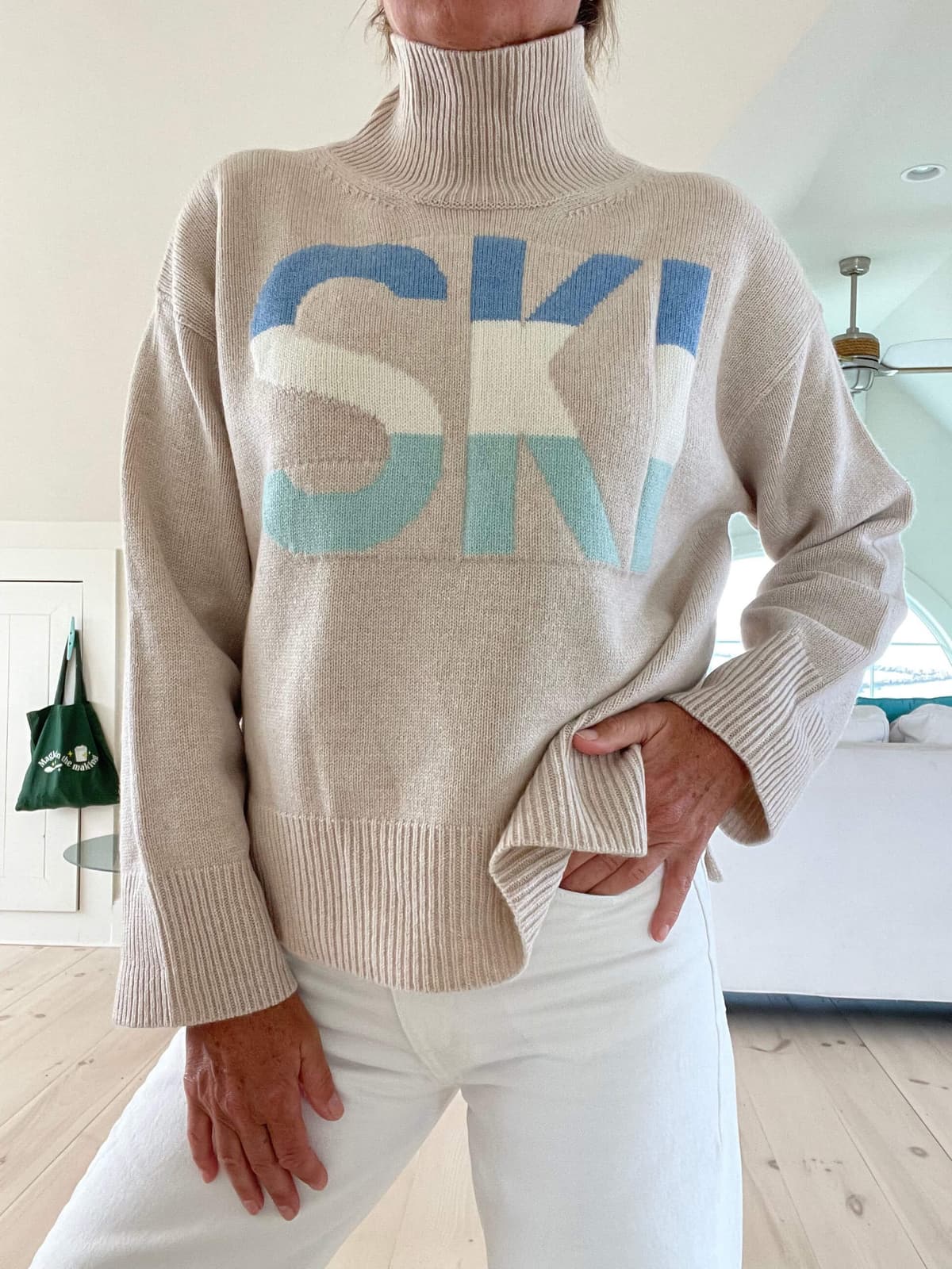Ski Sweater Retro Turtleneck with SKI Intarsia Graphic 2