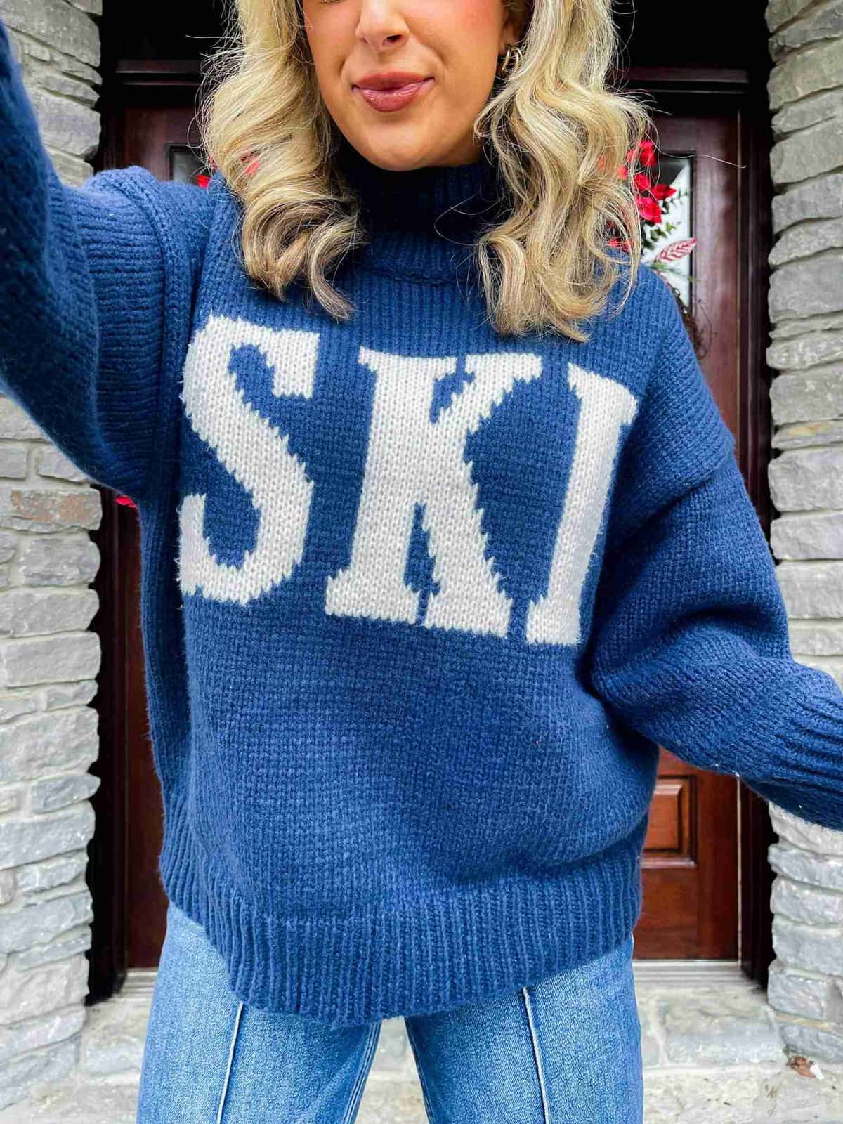 Ski Sweater Retro Turtleneck with SKI Intarsia Graphic 3