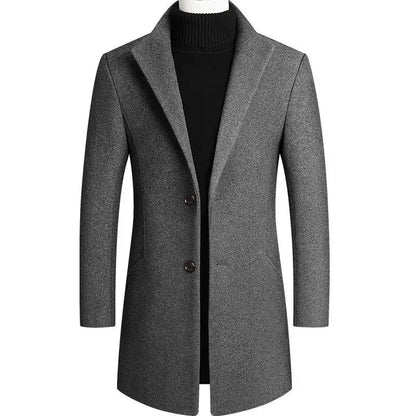 Long Coat Slim Fit for Men, Classic Wool Coat with Lapels 4