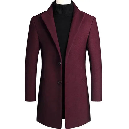 Long Coat Slim Fit for Men, Classic Wool Coat with Lapels 5
