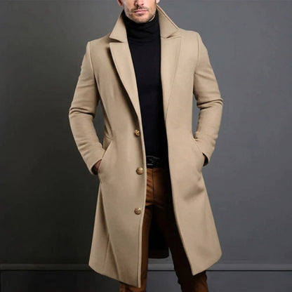 Long Coat for Men, Slim Fit Single Breasted Overcoat 2