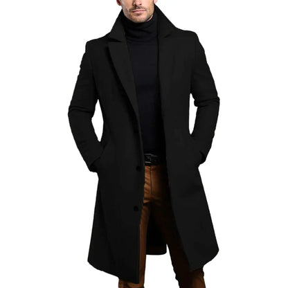 Long Coat for Men, Slim Fit Single Breasted Overcoat 3