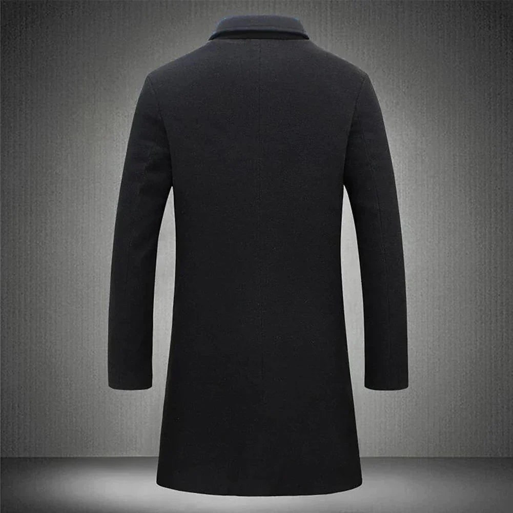 Long Coat for Men, Slim Fit Single Breasted Overcoat 5