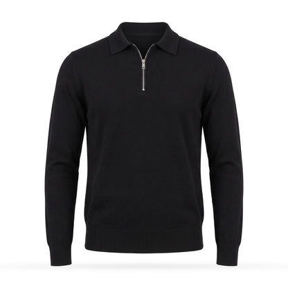 Half Zip Polo Jumper for Men in Fine Knit, Regular Fit 1