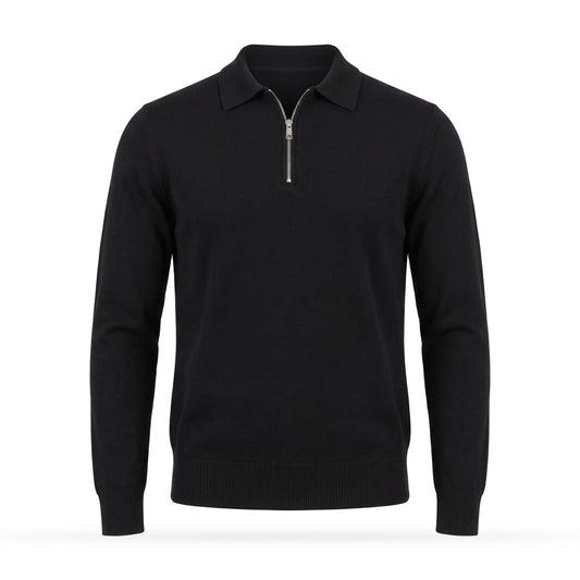 Half Zip Polo Jumper for Men in Fine Knit, Regular Fit 1