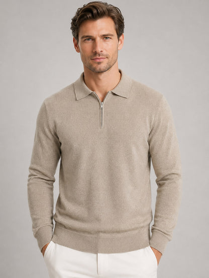 Half Zip Polo Jumper for Men in Fine Knit, Regular Fit 3