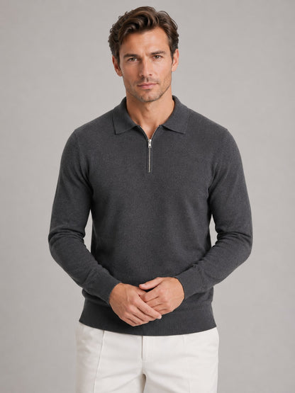 Half Zip Polo Jumper for Men in Fine Knit, Regular Fit 7