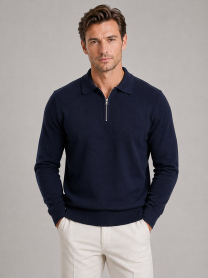 Half Zip Polo Jumper for Men in Fine Knit, Regular Fit 8