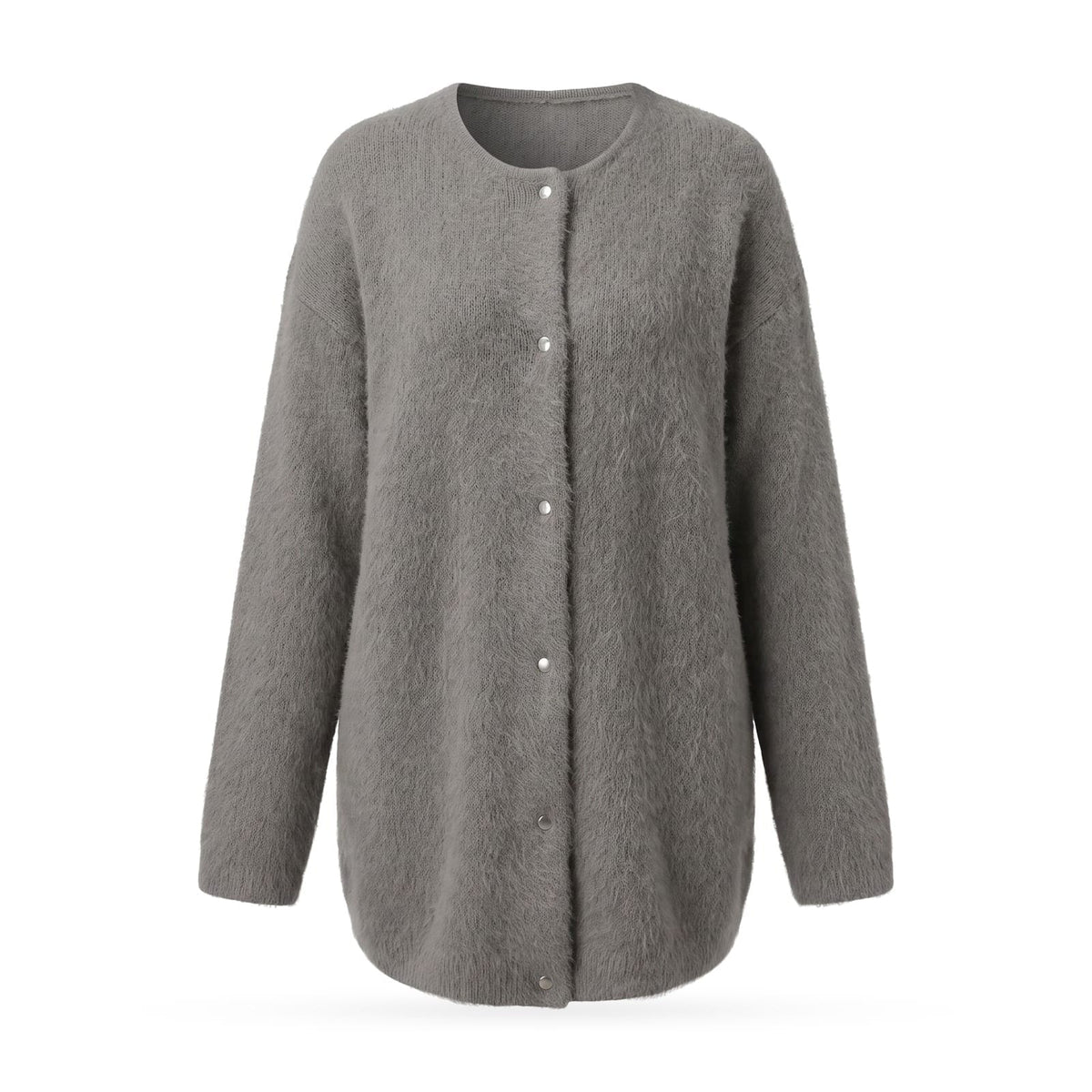 Cardigan, Elegant Longline Soft Fluffy Knit Button Cardigan 1