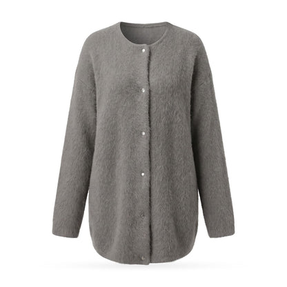 Cardigan, Elegant Longline Soft Fluffy Knit Button Cardigan 1
