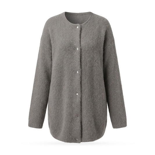 Cardigan, Elegant Longline Soft Fluffy Knit Button Cardigan 1