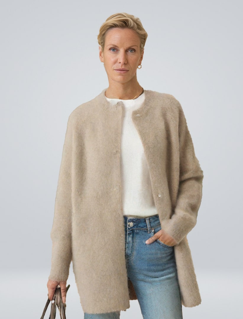 Cardigan, Elegant Longline Soft Fluffy Knit Button Cardigan 2