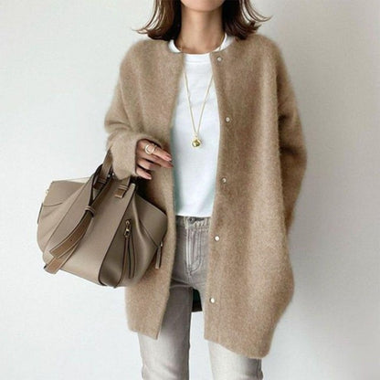 Cardigan, Elegant Longline Soft Fluffy Knit Button Cardigan 3