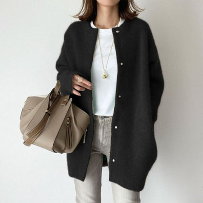 Cardigan, Elegant Longline Soft Fluffy Knit Button Cardigan 4