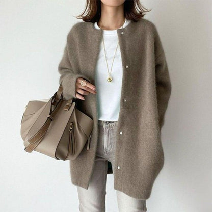 Cardigan, Elegant Longline Soft Fluffy Knit Button Cardigan 7