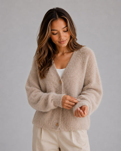 Soft Knit Button Cardigan Women's V-Neck Relaxed Fit 4