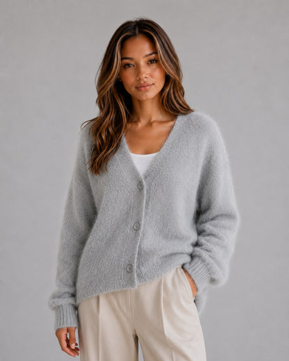 Soft Knit Button Cardigan Women's V-Neck Relaxed Fit 6